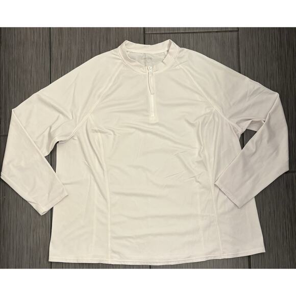 Lands’ End Women’s White 1/4 Zip Long Sleeve Performance Top Size 2X Long - Picture 1 of 4